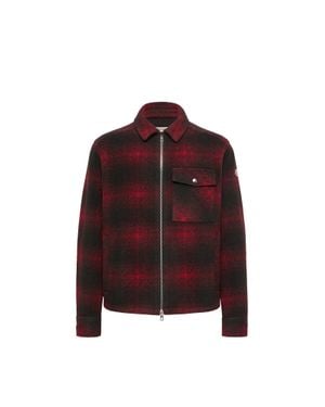 Moncler Moncler Kariertes Jersey-Hemd Mit Reißverschluss, Herren, Größe - Schwarz