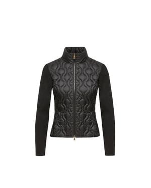 Moncler Moncler Cardigan Matelassé Zippé En Coton, Femme, Taille - Noir