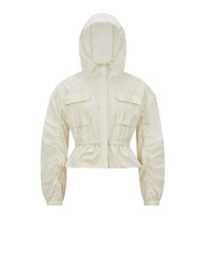 Moncler Giacca Con Peplo E Cappuccio Curton, Donna, Taglia - Bianco
