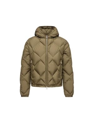Moncler Moncler Doudoune Courte À Capuche Et Matelassage Triangulaire Arvouinne, Femme, Taille - Vert