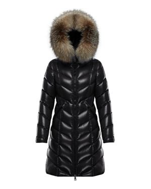 Moncler Fulmarus Lacque Fur-trim Quilted Down Coat - Black