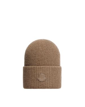 Moncler Moncler Bonnet En Laine Et Cachemire Mélangés, Femme, Taille - Marron