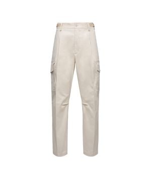 Moncler Pantalon Cargo En Gabardine De Coton - Neutre