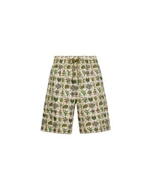 Moncler Moncler Botanical Print Cotton Blend Shorts - White