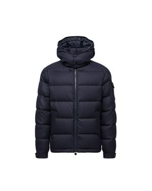 Moncler Moncler Montgenevre Hooded Wool Flannel Short Down Jacket - Blue