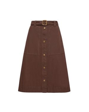 Moncler Moncler Belted Knee-Length Cotton Skirt - Brown