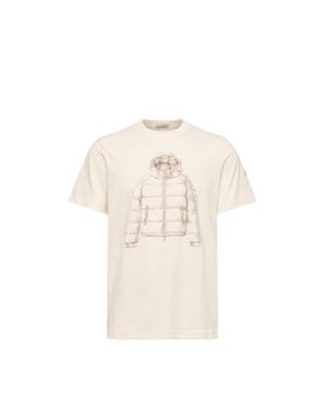 Moncler Moncler Down Jacket Print Cotton T-Shirt - Natural