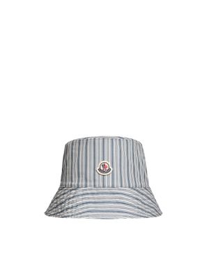 Moncler Moncler Reversible Striped Cotton Bucket Hat - Gray