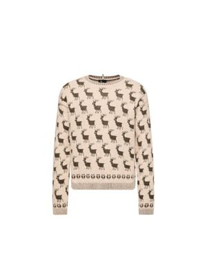 Moncler Moncler Pullover Aus Einer Alpaka- Und Wollmischung Mit Elch-Jacquardmuster, Herren, Größe - Natur