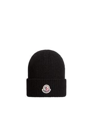 Moncler Moncler Tricot Wool Blend Beanie - Black