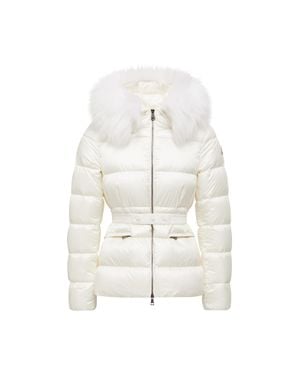 Moncler Moncler Boed Hooded Shearling-Trimmed Short Down Jacket - White