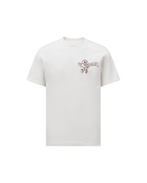 Moncler T-Shirt Aus Baumwolle Mit Walking-Logo, Herren, Größe - Weiß