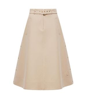 Moncler Cotton Midi Skirt - Natural