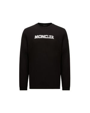 Moncler Blurred Logo Long Sleeve T-Shirt - Black