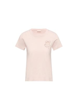 Moncler Moncler Embroidered Logo Cotton T-Shirt - Pink