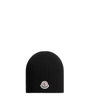Moncler Moncler Mütze Aus Wolle Mit Logo, Herren, Größe - Schwarz