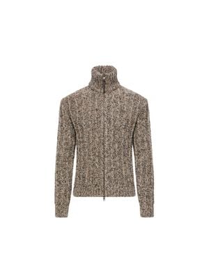 Moncler Moncler Cardigan Zippé En Laine Mélangée Bouclée, Homme, Taille - Marron