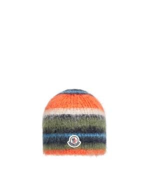 Moncler Gestreifte Mütze Aus Mohair, Herren, Größe - Rot