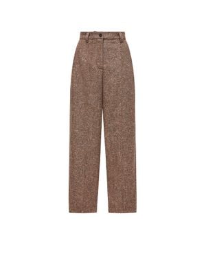 Moncler Moncler Straight-Leg Wool Trousers - Brown