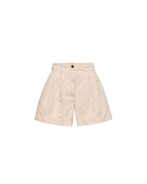 Moncler Moncler Cotton & Linen Blend Shorts - Natural