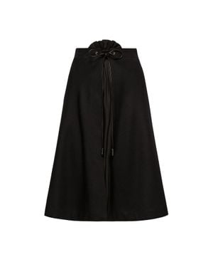 Moncler Moncler Wool Gabardine Midi Skirt - Black