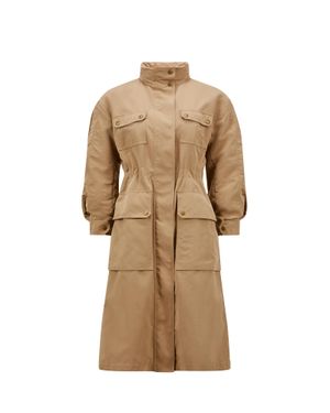 【送料&関税込】Moncler nantes Beige Polyester Blend Parka Moncler 'nantes' Beige Polyester Blend Parka in Natural | Lyst