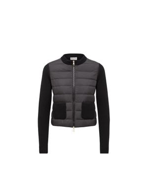 Moncler Cárdigan Con Cremallera De Lana Acolchada, Mujer, Talla - Negro