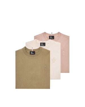 Moncler Moncler Logo Patch Cotton Blend T-Shirt (Three Pack) - Natural