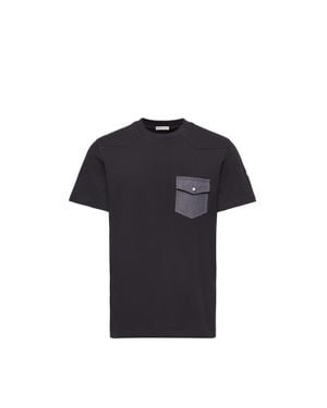 Moncler Moncler Cotton Jersey T-Shirt With Denim Pocket - Black