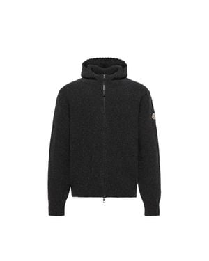 Moncler Moncler Cardigan Zippé En Laine Bouclée Mélangée, Homme, Taille - Noir