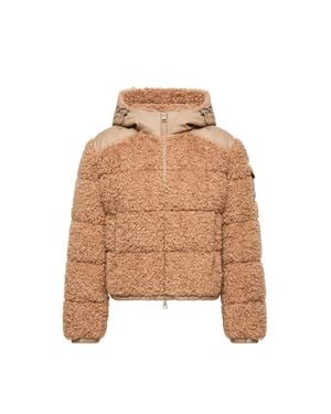 Moncler Moncler Plumífero Corto Efecto Peluche Con Capucha Alpestre, Mujer, Talla - Neutro