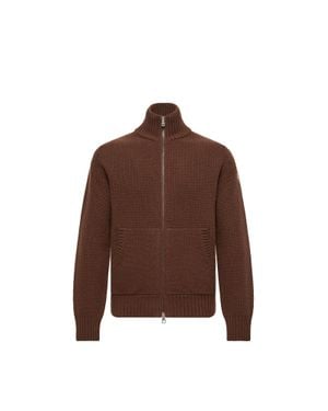 Moncler Moncler Cardigan En Laine Et Cachemire Mélangés, Homme, Taille - Marron