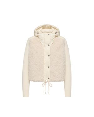 Moncler Cardigan Imbottito Con Zip - Neutro