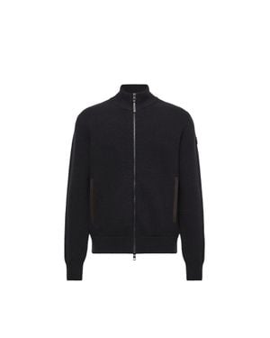 Moncler Cardigan Con Zip - Nero