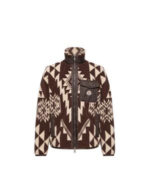 Moncler Moncler Sweat À Capuche Zippé En Teddy Géométrique, Homme, Taille - Marron