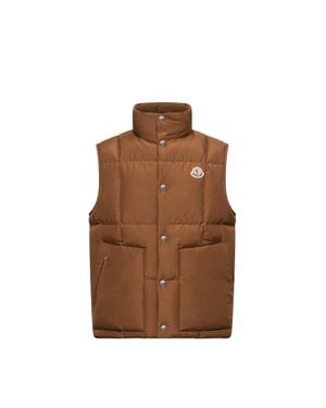 Moncler Gilet Corto Brumelune Imbottito - Marrone