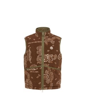 Moncler Moncler Reversible Paisley Print Padded Teddy Gilet - Brown
