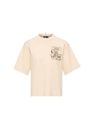 Moncler Moncler Flower Print Cotton Blend T-Shirt - Natural