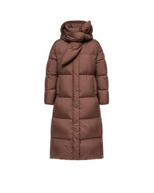Moncler Piumino Lungo Ornement Con Cappuccio, Donna, Taglia - Marrone