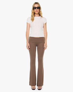 ÉTERNE Foldover Flare Trousers Mushroom - White