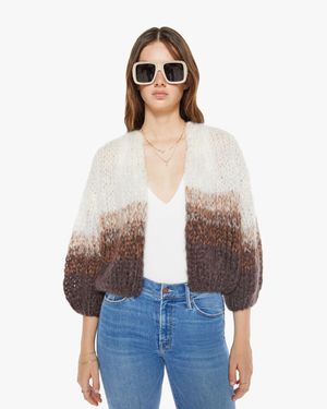 Maiami Mohair Bomber Cardigan Creme Jacket - White