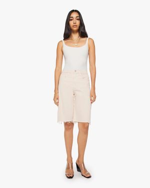Mother The Half-Pipe Bermuda Fray Puree Jeans - White