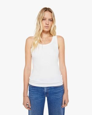 SPRWMN Rib Fitted Scooped Tank Top - White