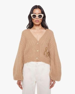 Mother The Puffy Sleeve Varsity Cardigan Cotton Candy Shirt - Natural