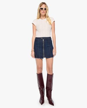 Mother The Racer Vagabond Mini Fray Hard Stop Honey Skirt - Blue
