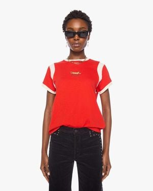 Mother The Boxy Goodie Inset Jag T-Shirt - Red