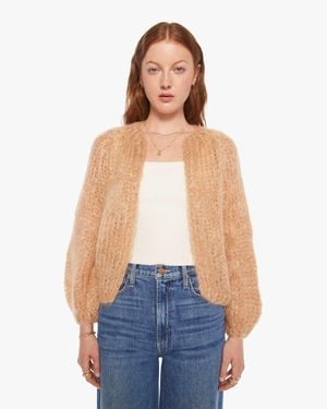Maiami Mohair Puffy Sleeve Small Cardigan Shirt - Blue