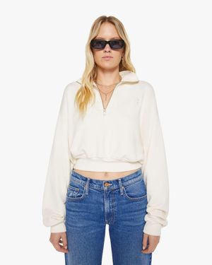 ÉTERNE Cropped Half-Zip Sweatshirt Cream - White