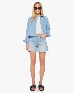 Mother The Extra Mile Shorts Fray Head Rush - Blue