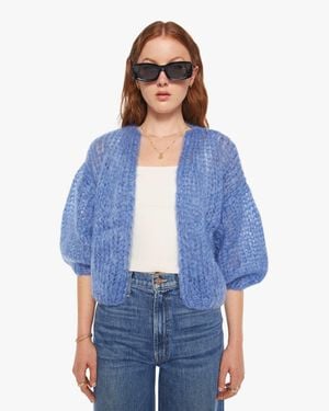 Maiami Mohair Bomber Cardigan Dove Jacket - Blue